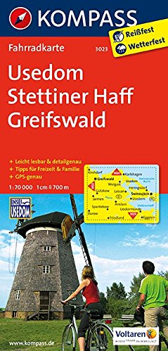 Usedom - Stettiner Haff - Greifswald: Fahrradkarte. GPS-genau. 1:70000 (KOMPASS-Fahrradkarten Deutschland, Band 3023)